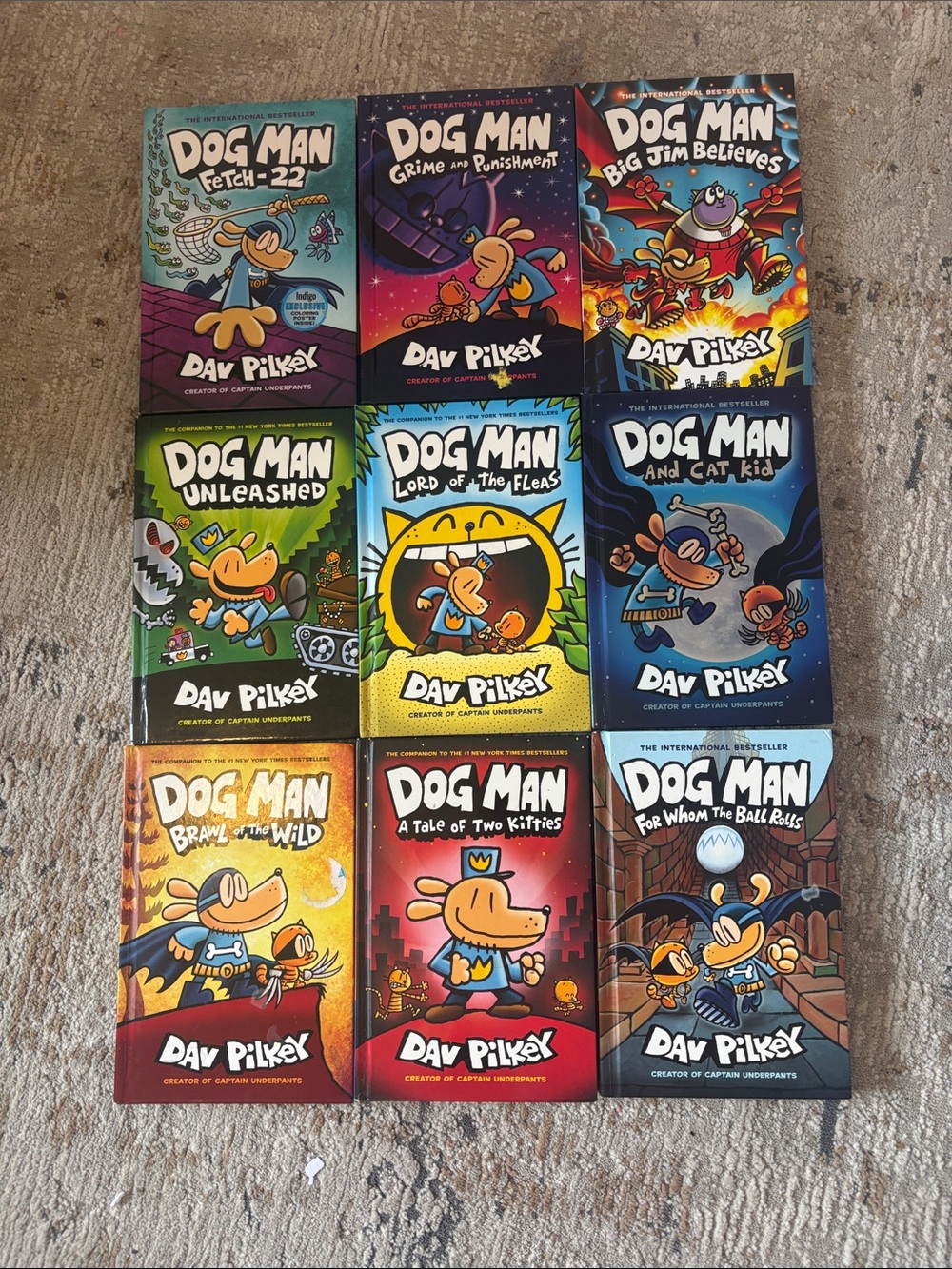 Dog Man Book Set by - Colorful Illustrated Covers (Assorted Colors)